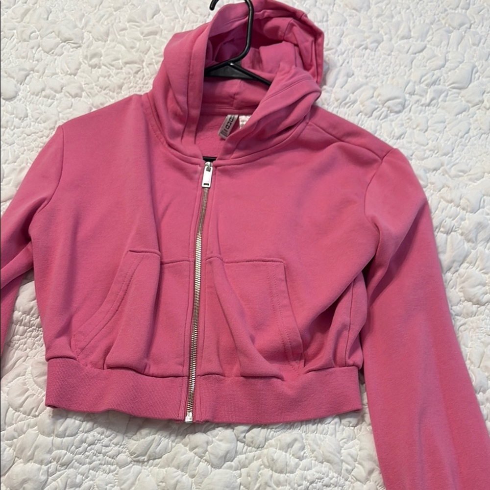 H&M Pink Cropped Hoodie